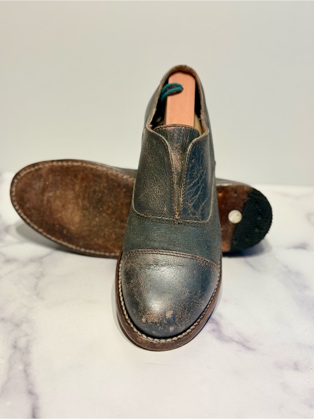 BED|STU Eden Distressed Gray Leather slip-on Loafers Cobbler Series (size 8.5) - Picture 10 of 16
